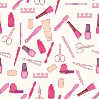Imagem de Papel Parede Autocolante Casual Manicure Esmalte Alicate Pink Fundo Be