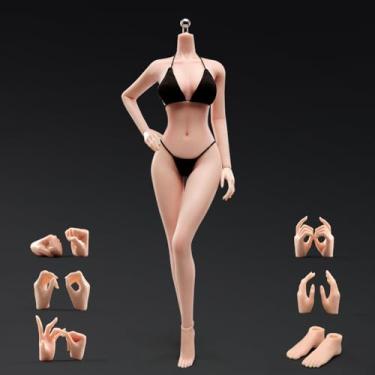 Imagem de RoofWorld Corpo feminino de maquiagem em escala 1:6 com roupas, articulações superflexíveis, figura de ação em miniatura, corpo sem costura, seios grandes para coleção de hobby (240101T pele normal)