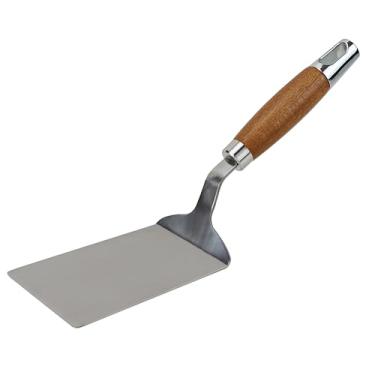 Imagem de EIKS Espátula de metal de aço inoxidável com cabo de madeira para frigideira de ferro fundido, grelhas de topo plano, virador de peixe, hambúrguer, bifes, ovos, panquecas