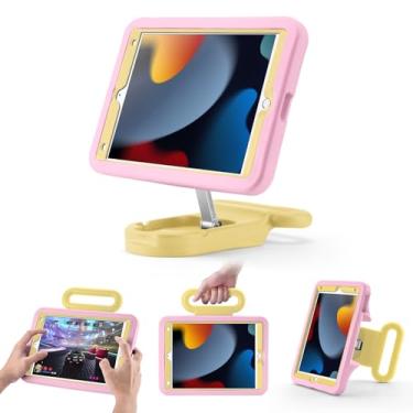 Imagem de Capa infantil para iPad 7ª/8ª/9ª geração 10,2 polegadas, suporte ajustável para retrato/paisagem/à prova de quedas com alça/suporte, capa protetora adequada para crianças para iPad 10.2 2021/2020/2019
