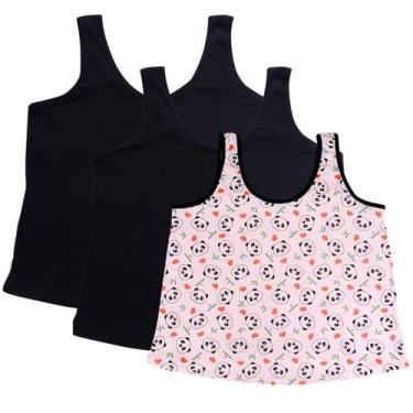 Imagem de Kit 3 Regatas Pijama Mega Plus Size 2 Lisas 1 Estampada G6 ao G10 - Tu