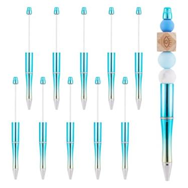 Imagem de KISSITTY Canetas Beadable, 10 peças, canetas esferográficas azuis de dois tons, canetas coloridas para fazer canetas, estudantes, professores, casamento, formatura, festa, presente, material de