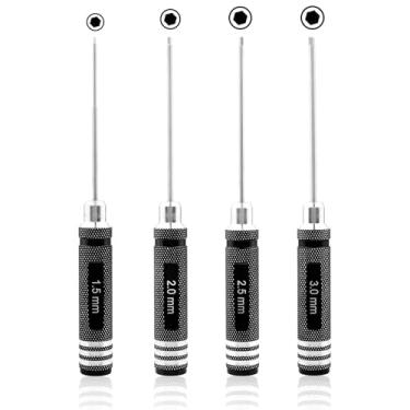 Imagem de GDOOL Conjunto de 4 chaves de fenda sextavadas de 1,5 mm, 2,0 mm, 2,5 mm, 3,0 mm, kit de chaves Allen, ferramentas de reparo de RC para traxxas RC carro, drone, vários eixos, helicóptero Arrma Axial