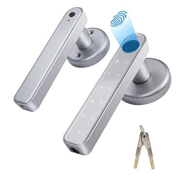 Imagem de Fechadura de porta com impressão digital, tela sensível ao toque, fechadura biométrica inteligente, maçaneta de entrada sem chave, com 50 impressões digitais, 100 códigos, teclado adequado para casa,