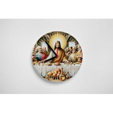 Imagem de Relógio De Parede Redondo Religioso Jesus Cristo Santa Ceia - PRESENTE