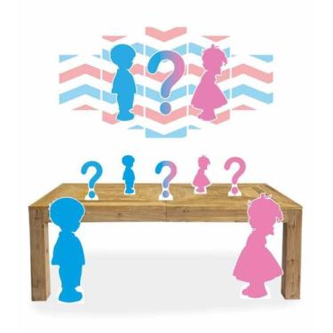 Imagem de Kit Display Festa Chá de Revelação + Quadro Decorativo Mosaico - x4ade