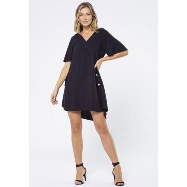 Imagem de Vestido Curto Viscose Mullet Decote V Preto - Amazonia Vital