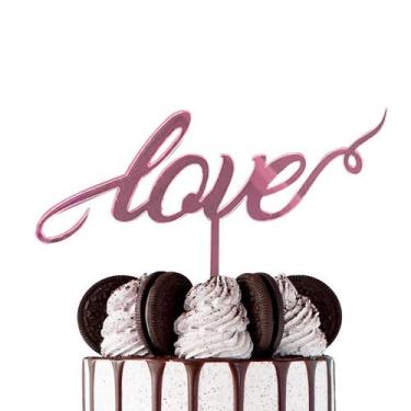 Imagem de Topo de Bolo - Love 2 - MDF Metalizado Rose - 1 unidade - Sonho Fino -