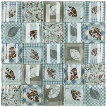 Imagem de Pastilha de vidro PW509 - PATCHWORK VERDE 30x30cm - GLASS MOSAIC