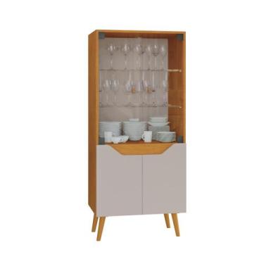 Imagem de Cristaleira 4 Portas Plena Candian JCM Movelaria, Cinamomo/Off White