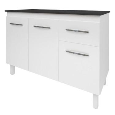 Imagem de Balcão Com Tampo Anita 120 cm Branco Preto Moblis