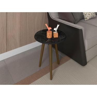 Imagem de Mesa Lateral Sala Brilhante Nero Pintura Efeito Mármore - Móveis Becha