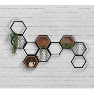 Imagem de Colmeia Halo Organizadora 10 Hexágonos - Casa Quentinha, MDF Nogal Sev
