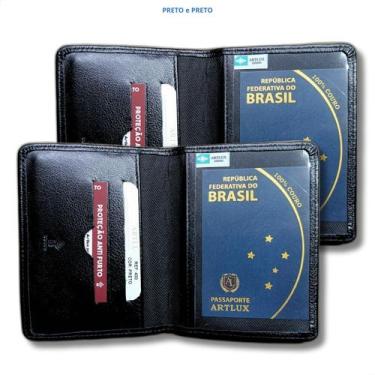Imagem de Kit Porta Passaportes Couro Legitimo Premium 2 Unidades - ARTLUX, Pret