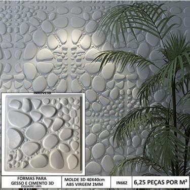 Imagem de Forma Gesso 3d Pedra Seixo 40x40cm Abs 2mm Molde Para Gesso/cimento/co