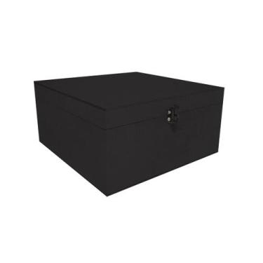 Imagem de Caixa Quadrada com Dobradiça e Fecho Preto 20x20x10 Kit 3un Mdf Madeir