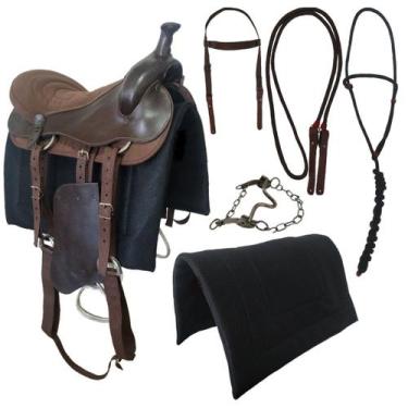 Imagem de Sela Americana Para Trabalho Passeio Completa Em sola tanino - Selaria