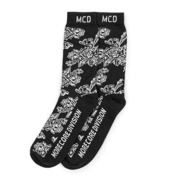 Imagem de Meia Mcd Rosas Cano Longo, U, Preto