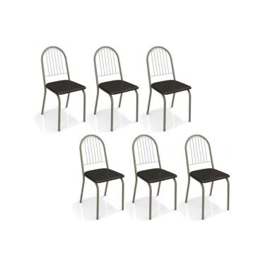 Imagem de Cadeira de Cozinha Noruega 2C077 Kit 6 Un Niquel/Preto 110 - Kappesberg
