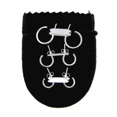 Imagem de Brinco Masculino Argola 3 Pares Folheado Prata Br506 - Wnbijouterias