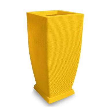 Imagem de Vaso De Planta + Prato Grande Alto Polietileno 90X40 Amarelo - Foster 