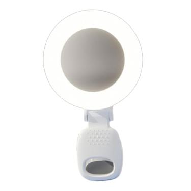 Imagem de AsrMyjcx Clipe de telefone anel flash redondo luz de preenchimento ângulo ajustável com clipe fácil de usar selfie espelho luz de videoconferência para laptop