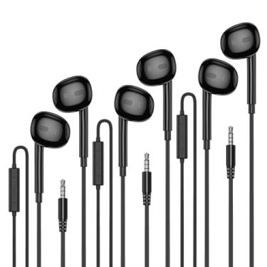 Imagem de MOSWAG Fones de ouvido com fio com microfone, fones de ouvido intra-auriculares de 3,5 mm com microfone, adequados para smartphones, computadores, laptops, iPad, MP3 Players, etc