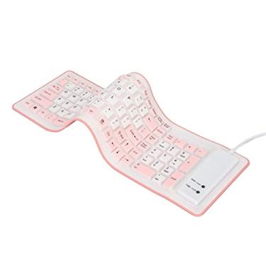 Imagem de Teclado de Silicone Dobrável à Prova D'água Mudo USB Com Fio para PC Portátil Portátil (Rosa)