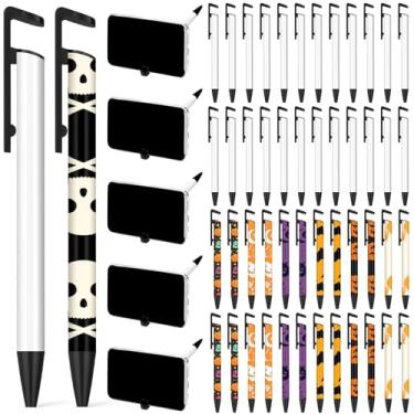 Imagem de Canetas de sublimação em branco caneta esferográfica de sublimação com envoltório retrátil caneta de alumínio branco clipe personalizado suprimentos escolares para o Natal faça você mesmo escritório escola materiais de papelaria (conjunto com 50)