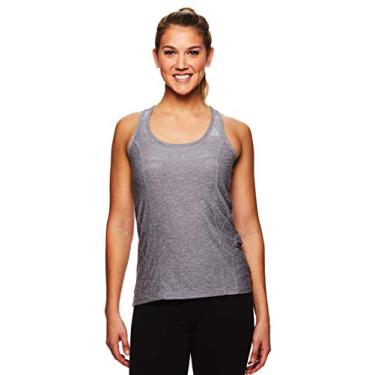 Imagem de Reebok regata feminina para corrida e treino – camiseta dinâmica ajustada com costas nadador ativa para academia, Marled Jersey Quietshade Heather, X-Small