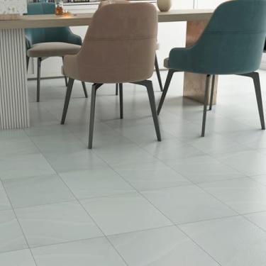 Imagem de Yenhome Azulejo de piso de mármore branco verde e branco 30,5 cm x 30,5 cm de espessura para cozinha porão adesivo de azulejo à prova d'água 3 peças