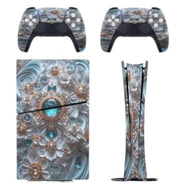 Imagem de Skin for PS5 Slim Digital Edition, capa adesiva para console e controle PlayStation 5, película protetora removível fácil de envolver acessórios para jogos, decalque capa completa - padrões artísticos