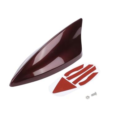 Imagem de VekAuto Antena de barbatana de tubarão, antena de teto de sinal AM/FM universal para carro, carro, SUV, caminhão, off-road, material ABS com base adesiva, vermelho elegante