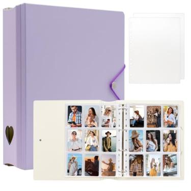 Imagem de Fichário de cartão fotográfico A4 Kpop com 25 páginas, 9 bolsos, suporte de cartão de foto Kpop de 5 x 7,6 cm, álbum de fotos para mini câmera Fujifilm Instax Polaroid Printer Photo Film (Roxo)