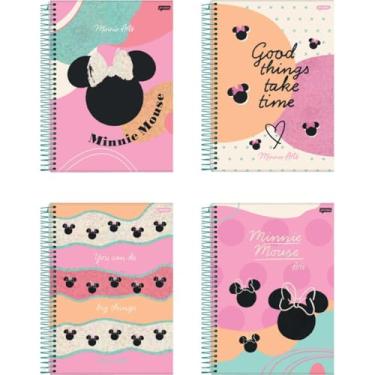 Imagem de Kit de Cadernos de 01 Matéria, Capa Dura, Minnie Arts, 80 Folhas, Embalagem com 4 Unidades, Jandaia