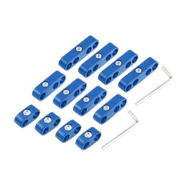Imagem de INFINAUTO Conjunto de 2 conjuntos de 8 mm separador de fios de vela de ignição para motor de carro braçadeira organizadora de teares de plástico azul design elegante