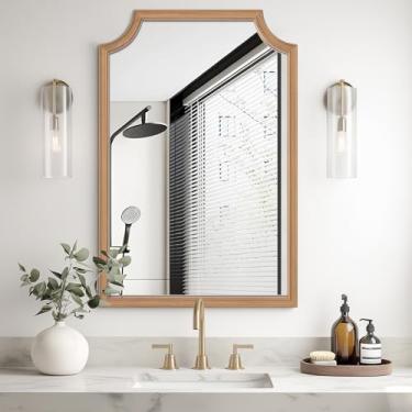 Imagem de HOMECOOKIN Espelho de madeira recortada de 61 cm x 91 cm, espelho de banheiro de madeira, espelho de parede retangular para corredor, quarto, sala de estar [Natural]