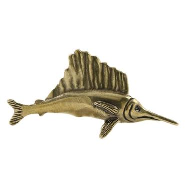 Imagem de Bothyi Ornamento de atum mini estatueta colecionável presente latão decoração para casa chá ornamento para animais de estimação estátua de peixe para