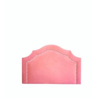 Imagem de Cabeceira Provençal Deluxe Em Veludo Rosê Com Tachas Prata - Captonê D