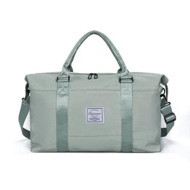 Imagem de KARRESLY Bolsa de viagem feminina, bolsa de ombro para fim de semana, bolsa esportiva para academia, à prova d'água, Verde, free size