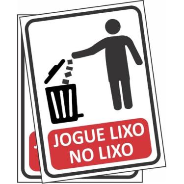 Imagem de 2 Placas Jogue O Lixo Na Lixeira Sinalização 20x15cm Ps1mm