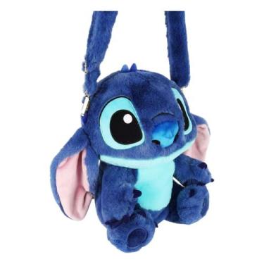 Imagem de Mochila Infantil Stitch Pelúcia Passeio Alça Costas Azul - Plike