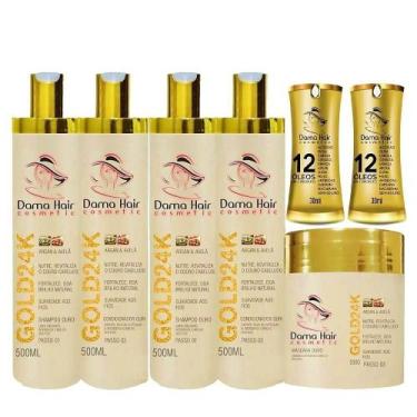 Imagem de Combo Kit Gold 24K Dama Hair Reconstrução Capilar (7 Itens)