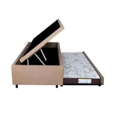 Imagem de Cama Box Baú Solteiro com Auxiliar para Colchão 88x188x46cm
