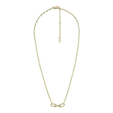 Imagem de Fossil Colar feminino de aço inoxidável dourado Heritage D-Link Glitz, cor: dourado (modelo: JF04523710), One Size, Aço inoxidável, Vidro
