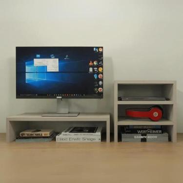 Imagem de Kit suporte de mesa monitor e escaninho organizador cor Nude - Móveis 