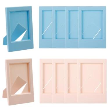 Imagem de WDONAY 10 porta-retratos pequenos, clássicos, para proteger fotos Polaroid, paisagem e arte (rosa + azul)