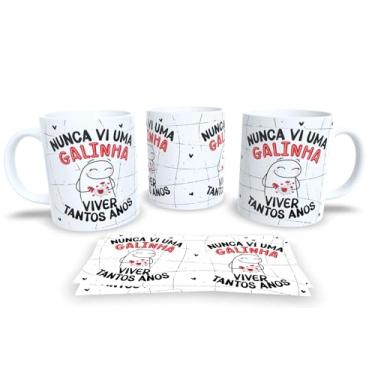 Imagem de Caneca de Porcelana Personalizada Amigas Frases Engraçadas e Divertidas Pack19 (Nunca vi uma galinha viver tantos anos)