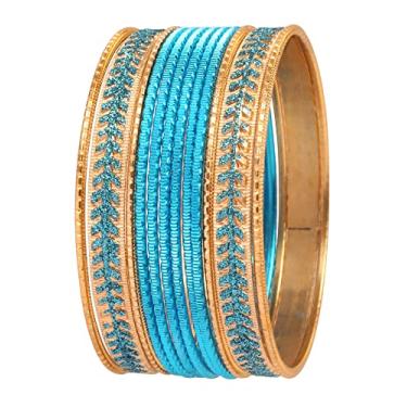 Imagem de Touchstone "Coleção de pulseiras coloridas indianas Bollywood douradas em tom dourado antigo para mulheres., XL - Circ 8.6 in-Indn Size 2.12-Dia 2.7 in, Liga metálica, Sem Pedra Preciosa
