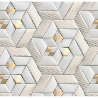 Imagem de Papel De Parede 12m Efeito Gesso 3d Detalhe Dourado Rolo